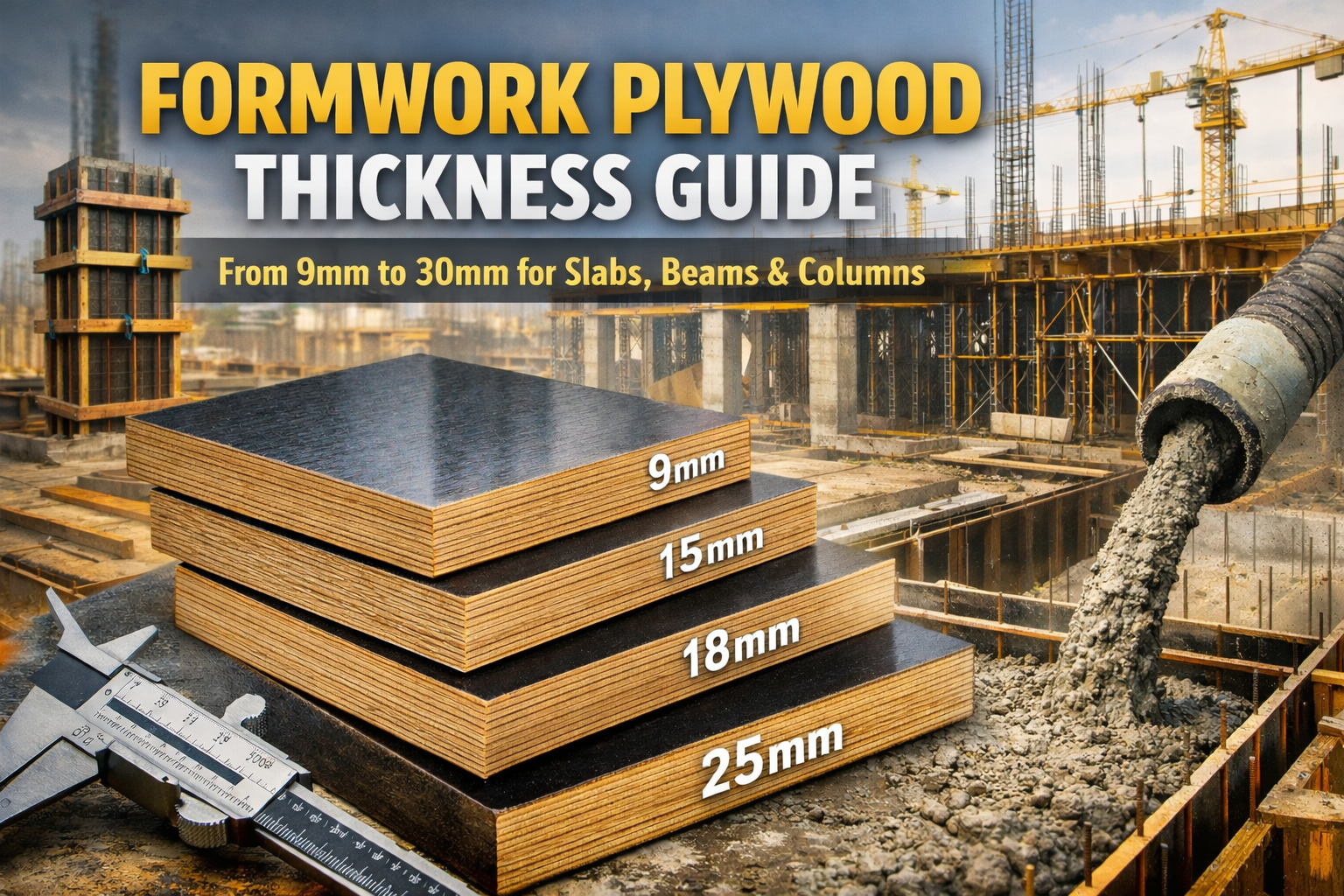 Formwork Plywood Thickness Selection Guide: 9mm to 30mm for Different Concrete Applications