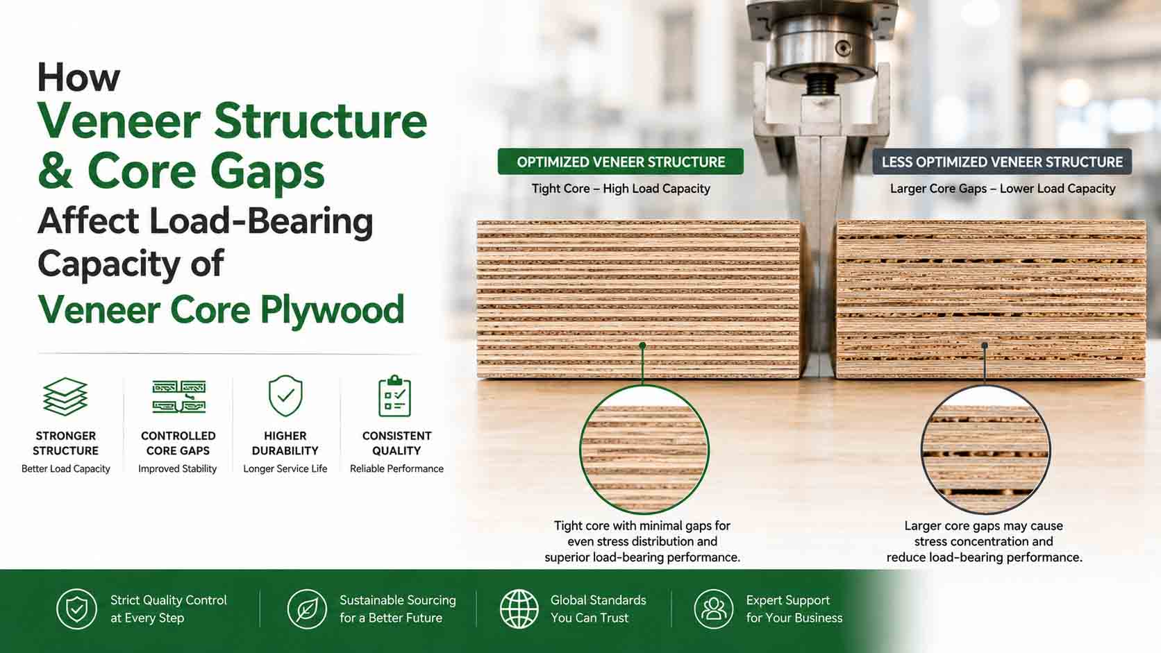 How Veneer Structure & Core Gaps Affect Load-Bearing Capacity of Plywood