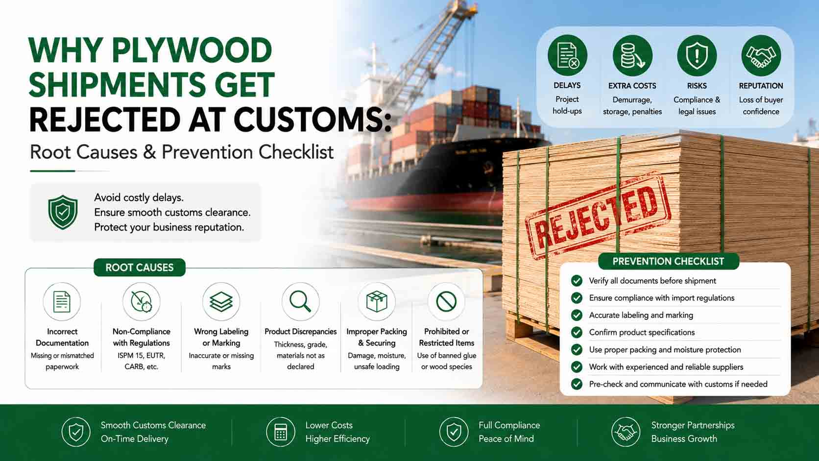 Why Plywood Shipments Get Rejected at Customs: Root Causes & Prevention Checklist